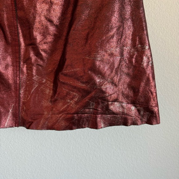 Sandro Red Metallic Sheep Leather Mini Skirt Size: 3 - Picture 8 of 14